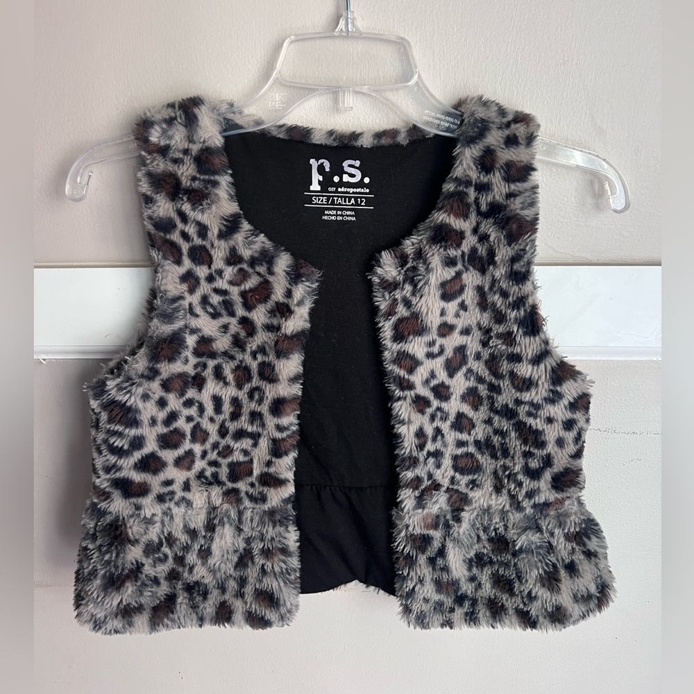 Black and Gray Faux Fur Vest Size 12